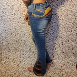 70s Style Embroidered Flare Jeans